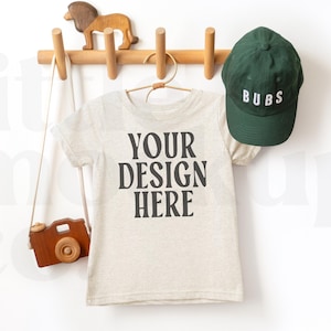 Rabbit Skins 3321 Natural Heather Tshirt Mockup | RS3321 Toddler Tee | T-Shirt Mock-up | Real Flat lay photography | Lifestyle Aesthetic