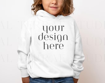 Mockup di felpa con cappuccio White Rabbit Skins 3326 / Felpa con cappuccio in pile per bambini / Mockup di felpa con cappuccio per bambini / Rabbit Skins 3326 / Mockup per bambini