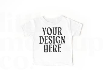 Wit 3001B-model | Mockup baby-T-shirt | Mockup baby-T-shirt | Bella + Canvas 3001B jersey T-shirt met korte mouwen voor baby's