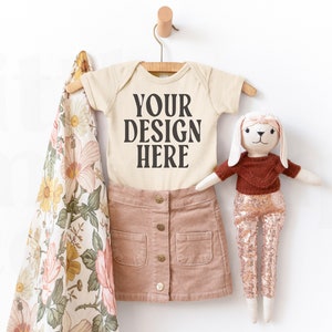 Natural Rabbit Skins Onesie 4400 Mockup | Rabbit Skins Baby Mockup |  Bodysuit | Bodysuit Mockup | Baby Mockup | Boho Mockup
