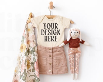 Natural Rabbit Skins Onesie 4400 Mockup | Rabbit Skins Baby Mockup |  Bodysuit | Bodysuit Mockup | Baby Mockup | Boho Mockup