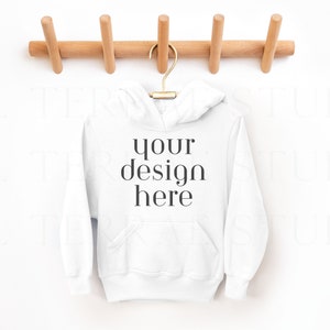 White Gildan Kids Hoodie | Kids Hoodie Mockup | Youth Hoodie Mockup | Gildan Kids Hoodie | Kids Mockup