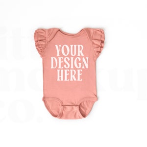 Mauvelous Rabbit Skins 4439 - Infant Flutter Sleeve Baby Rib Bodysuit | Baby Onesie Mockup | Minimal Mockup | Kids Boho Mockup