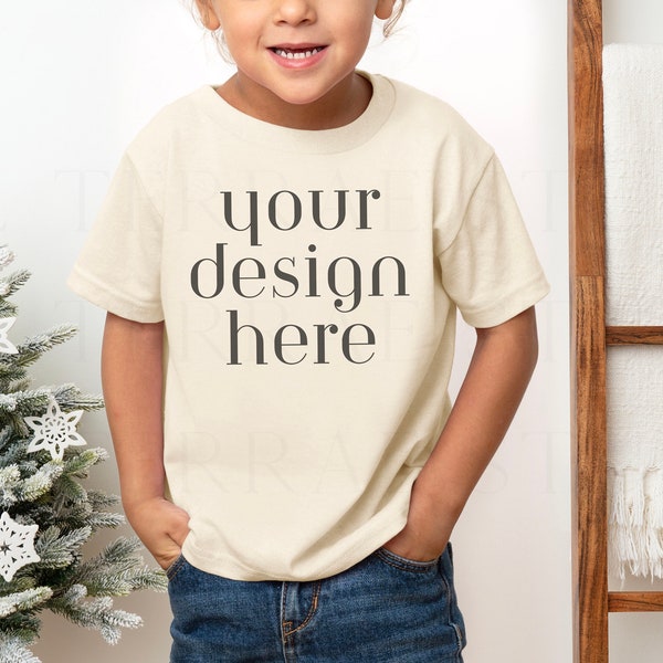 Natural Rabbit Skins 3321 Toddler Fine Jersey T-Shirt | Christmas Short Sleeve Tee Mockup | Holiday Rabbit Skins | Toddler Shirt Mockup