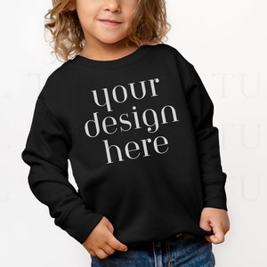 Black Rabbit Skins 3317 Sweatshirt Mockup | Natural Heather Model Mockup | Toddler Sweatshirt Mockup | Rabbit Skins 3317