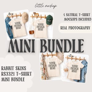 Rabbit Skins 3321 Natural Flatlay Mockup Mini Bundle | RS3321 T-Shirt Flat lay | Kids Mock-up Collection | Lifestyle Aesthetic