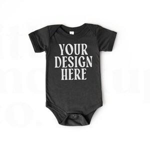 Solid Black Blend Bella Canvas 134B Mockup | Baby Onesie Mockup | Bodysuit Mockup | Infant Triblend Short-Sleeve One-Piece Flatlay Mockup
