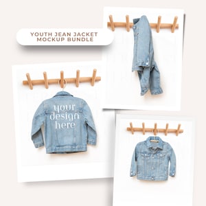 Toddler Jean Jacket Mockup | Kids Blue Jean Jacket Mockup | Denim Jacket Mockup | Jean Jacket Mockup Bundle | Sleeve Mockup