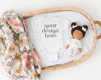 White Rabbit Skins 4400 | Rabbit Skins Baby Mockup |  Bodysuit | Bodysuit Mockup | Baby Mockup | Boho Mockup
