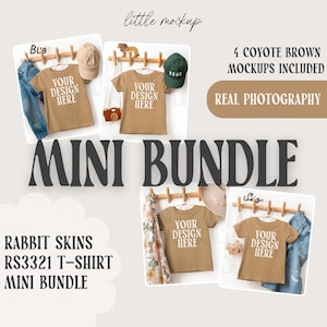 Rabbit Skins 3321 Coyote Brown Flatlay Mockup Mini Bundle | RS3321 T-Shirt Flat lay | Kids Mock-up Collection | Neutral Lifestyle Aesthetic