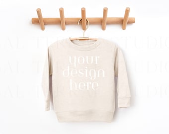 Natural Heather Rabbit Skins 3317 Sweatshirt Mockup | Natural Heather Mockup | Toddler Sweatshirt Mockup | Rabbit Skins 3317