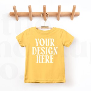 Mustard Rabbit Skins 3321 Toddler Fine Jersey T-Shirt | Short Sleeve Tee Mockup | Rabbit Skins | Toddler Shirt Mockup | Kids Mockup