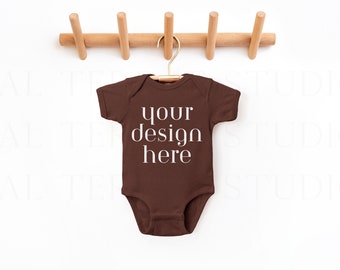 Brown Rabbit Skins Onesie 4400 Mockup | Rabbit Skins Baby Mockup |  Bodysuit | Bodysuit Mockup | Baby Mockup
