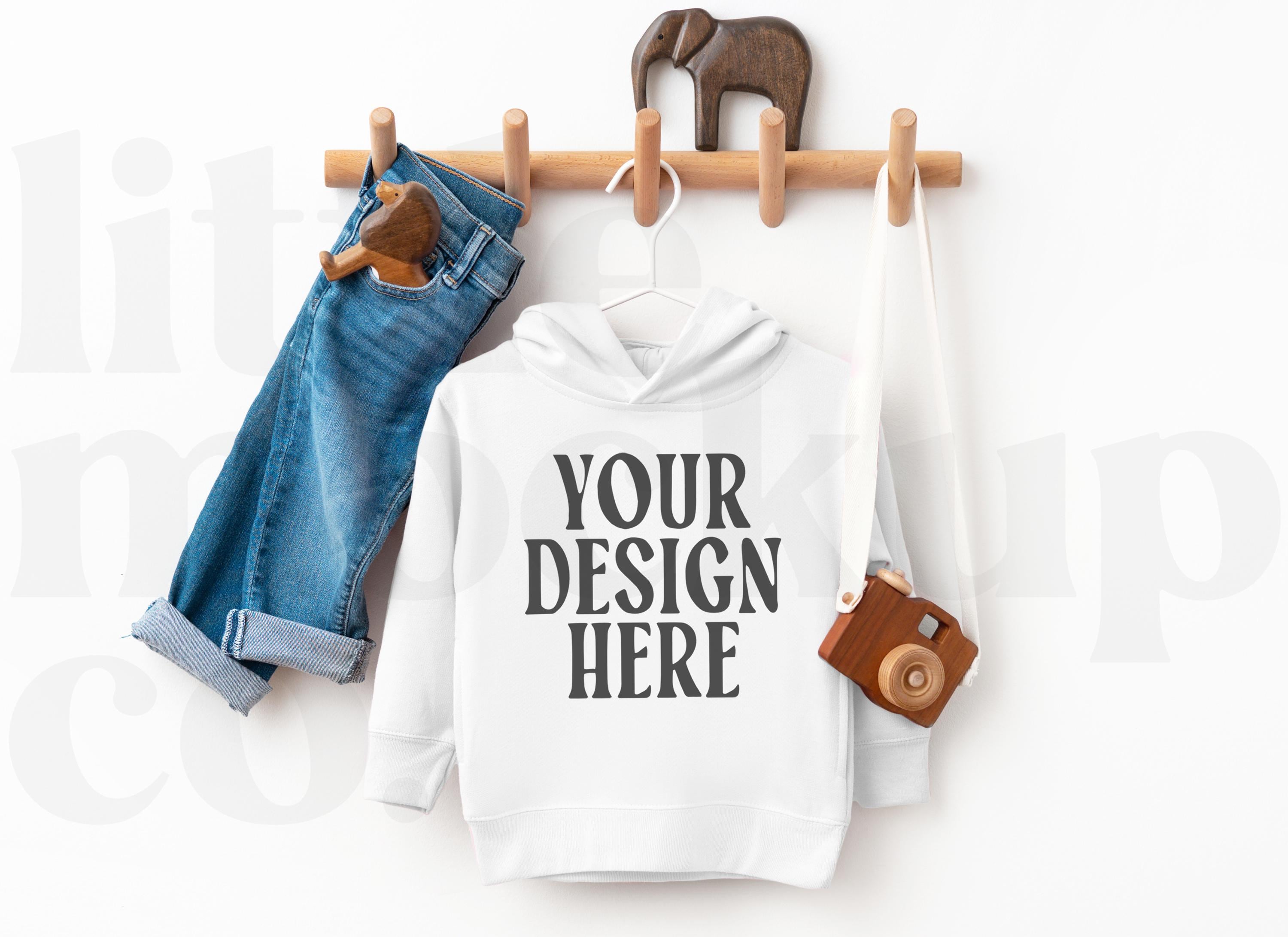 White Rabbit Skins 3326 Hoodie Mockup | Toddler Pullover Fleece Hoodie | Toddler Hoodie Mockup | Rabbit Skins 3326 | Kids Mockups