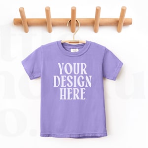 Violet Comfort Colors Youth T-Shirt Mockup | Comfort Colors 9018 Mockup | Front and Back | Youth Mockup