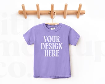 Violet Comfort Colors Youth T-Shirt Mockup | Comfort Colors 9018 Mockup | Front and Back | Youth Mockup