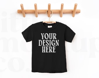 Black Comfort Colors Youth T-Shirt Mockup | Comfort Colors 9018 Mockup | Front and Back | Youth Mockup
