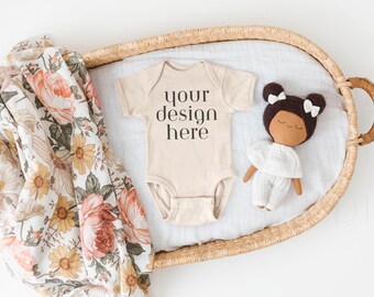 Natural Rabbit Skins Onesie 4400 Mockup | Rabbit Skins Baby Mockup |  Bodysuit | Bodysuit Mockup | Baby Mockup | Boho Mockup