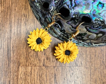 Yellow Sunflower Earrings - Studs - Hanging - Drop - Silver - Gold