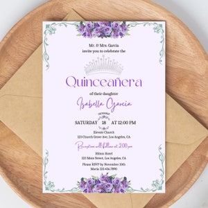 Lavender And Gold Confetti Quinceanera Invitations — Party Beautifully