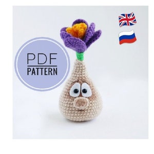 Flower Crocus crochet pattern ENGLISH, RUSSIAN LANGUAGE