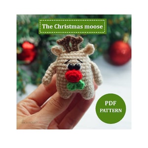Pattern crochet The Christmas moose,English crochet pattern, pattern keychain, pattern christmas ornaments, pdf, animal crochet pattern