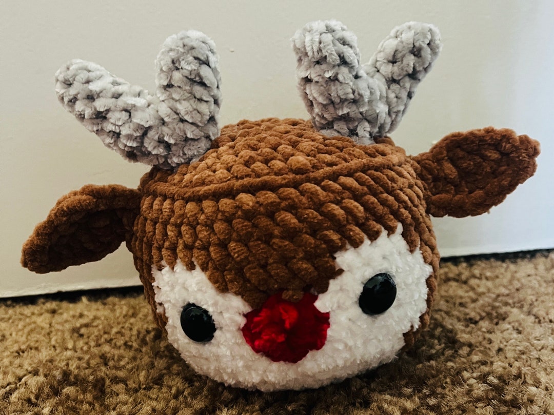 Crochet Rudolph, the Red Nose Reindeer Plushie - Etsy