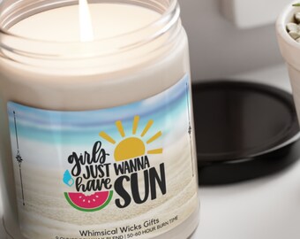 Beach Summer and Water Lover Candle, Long-Lasting Natural Fragrance Soy Wax Candle, Gift for Beach Lover, Girls Just Wanna Have Sun