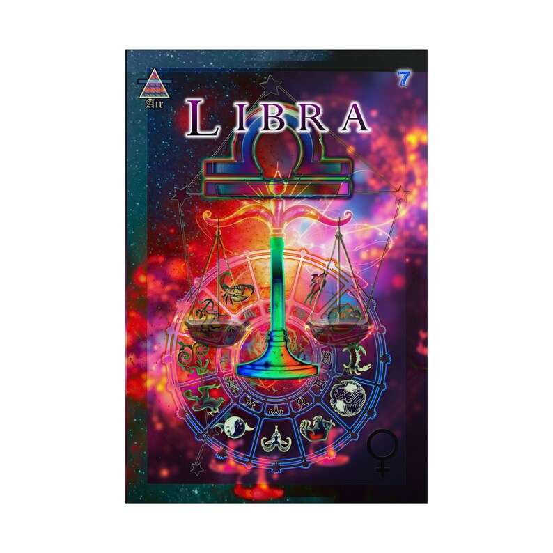 Libra Zodiac Rolled Poster Art Print, Astrology Decor, Horoscope Wall ...