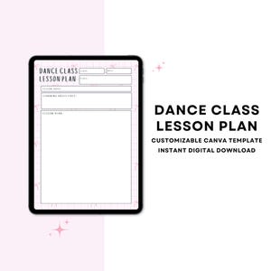 Dance Class Lesson Plan Template  | Dance Class Planner | Dance Lesson Plan | Dance Teacher