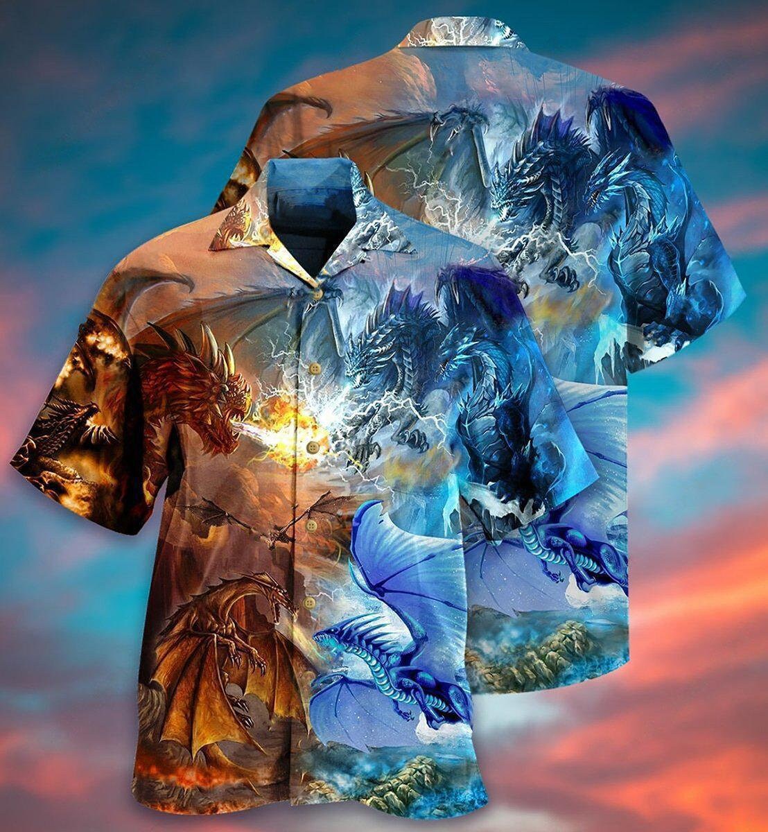 Discover Dragons D'Eau Et De Feu Animal Chemise Hawaïenne