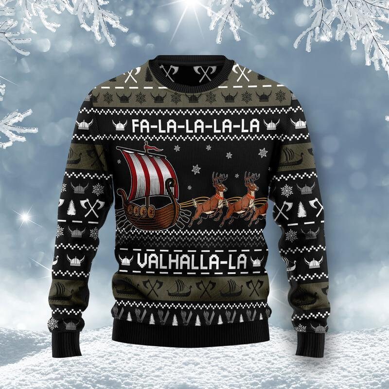 Discover Fa-la-la-valhalla Viking Ugly Christmas Sweater ugly Christmas sweater women funny, Ugly Christmas sweater men funny For Men & Women