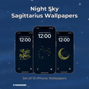 Sagittarius Star Sign iPhone Wallpaper Pack - Zodiac Theme Phone Backgrounds | Unique Zodiac Aesthetic Gift | Astrology Horoscope iOS Theme