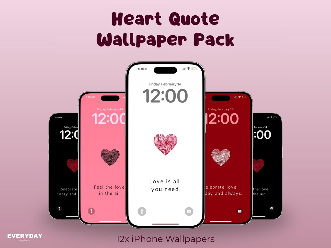 IPhone Valentine Wallpaper Pack: Love Quote Phone Backgrounds (digital