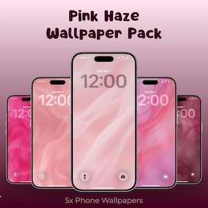 Pink iPhone Wallpaper Pack – Minimal Gradient Phone Backgrounds, Hazy Abstract iOS Wallpapers (5 Pack)