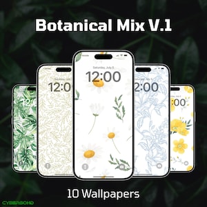 Botanical Mix V.1 iPhone Wallpaper Pack – Minimal Fall Leaf & Flowers Screensavers | Nature-Inspired Backgrounds | Calm Aesthetic iOS Theme