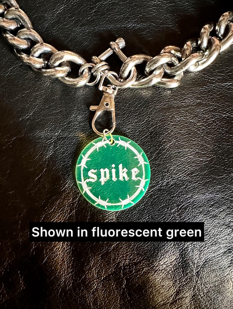 Custom Engraved Barbed Wire Tag | Old English and Block Capital Font ...