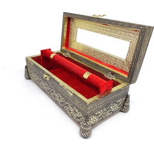 Sieradendoos, armbanddoos, Indiase bruiloft, Dulhan-cadeau, make-updoos, churidoos, sieradendoos bruidsmeisje (goud. rood)