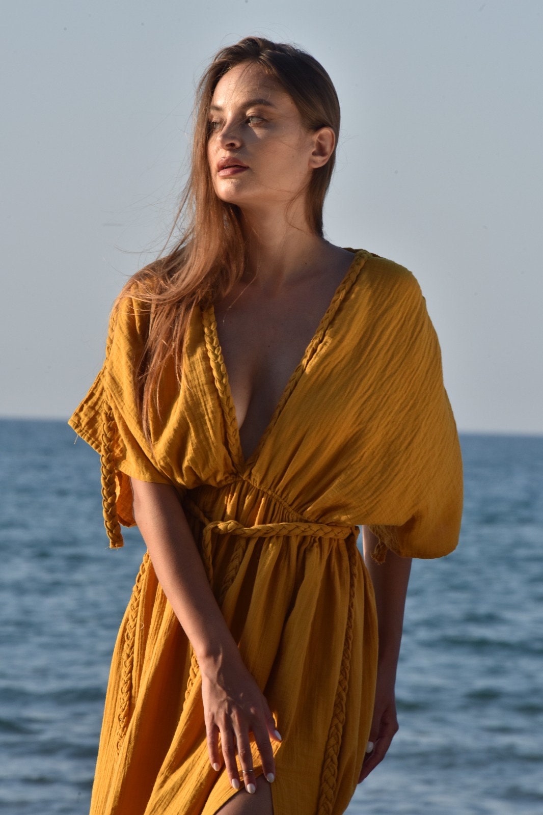 Mustard colour maxi best sale dress