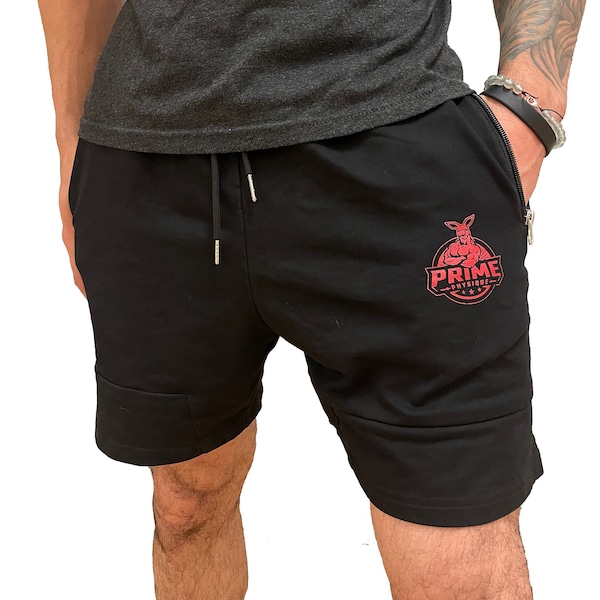 Men's Active Shorts with Zipper Pockets | Fitness Workout Shorts | Running Shorts | Gym Shorts | Kangaroo Logo Men's Shorts