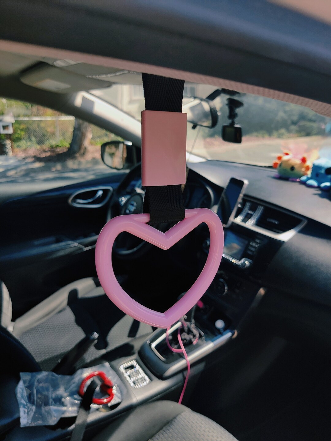 Pink Tsurikawa JDM Car Heart Ring Kawaii Car Charm Japanese Car