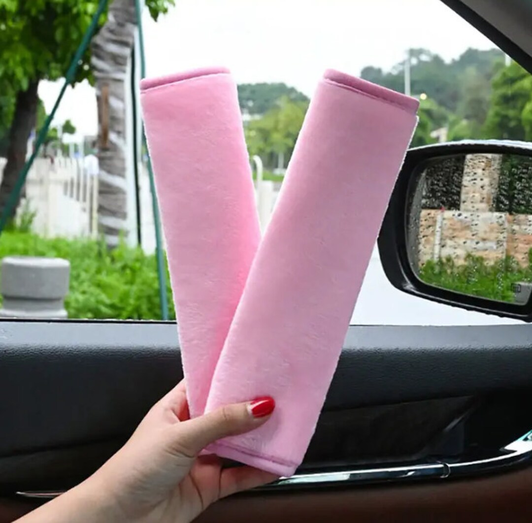2pcs Pink Soft Car Seat Belt Cushion Cover Black Belt Etsy