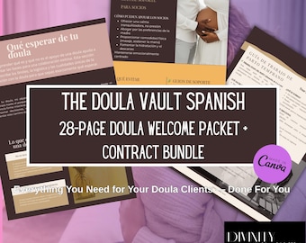 Pakiet Doula Client Experience + Pakiet Kontraktowy | Edytowalny Szablon Canva | Hiszpański