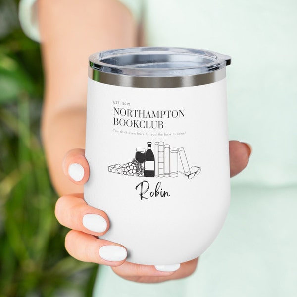 Personalized Book Club Wine Tumbler, metal, 12 oz, Custom date, book club, name, HoliYAYStudio