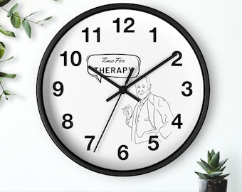 Time for Therapy -- Freud Wall Clock- Whimsical therapy, psychology gift