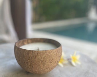 Natural carved coconut candle