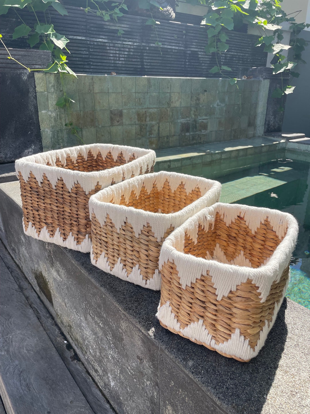 Decorated Wicker Baskets Etsy