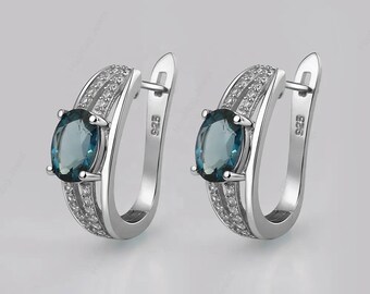 Vintage Style Blue Topaz Earrings – 925 Sterling Silver  Luxury Jewelry Gift for Her