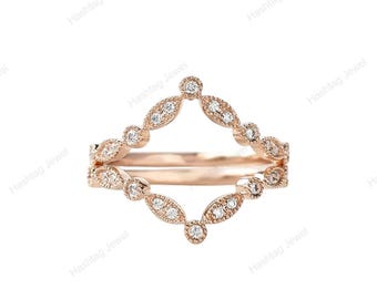 Anillo de compromiso de moissanita, alianza vintage de plata de ley.