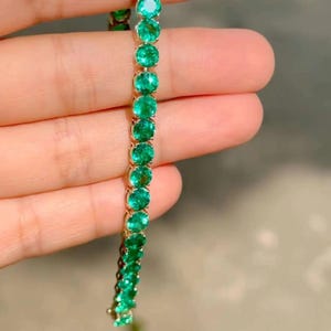 5.0MM Round Cut Lab-Created Emerald Tennis Bracelet in 925 Sterling Silver for Her ,Bracelet gift for her